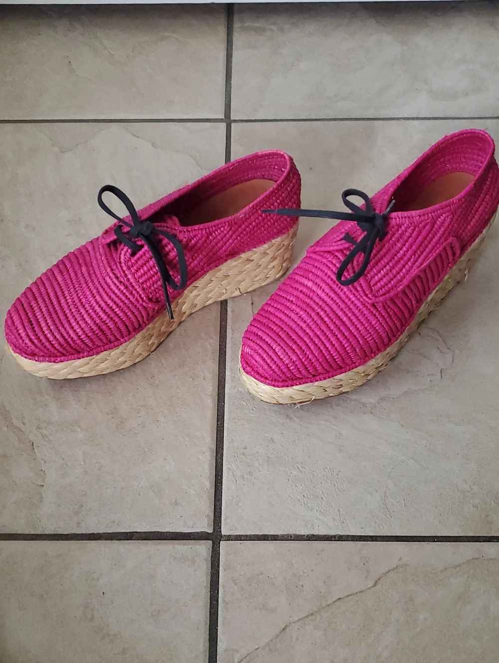 CARVEN X ROBERT CLERGERIE Raffia Platform Wedge Espadrille Sz EU36  US5.5